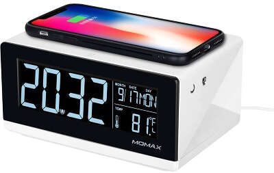 Настольные часы с БЗУ Momax Q.Clock Digital Clock with Wireless Charger [QC1]