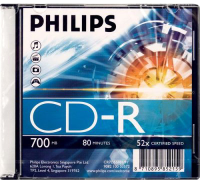 CD-R диск Philips 52x 700 Мб Slim Box (1 шт.)