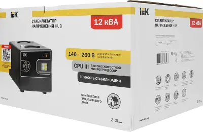 Стабилизатор напряжения IEK Hub 12кВА однофазный черный (IVS21-1-012-13)