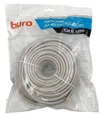 Патч-корд Buro UTP-6-30M-G UTP 4 пары cat.6 CCA molded 30м серый RJ-45 (m)-RJ-45 (m)