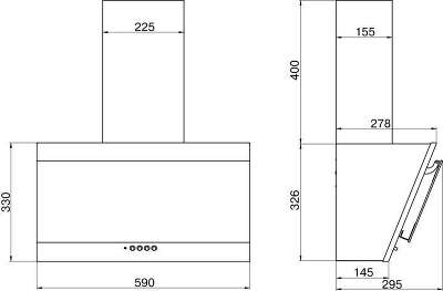 Вытяжка каминная Elikor Титан 60Н-430-К3Д нержавеющая сталь/черный управление: кнопочное (1 мотор)