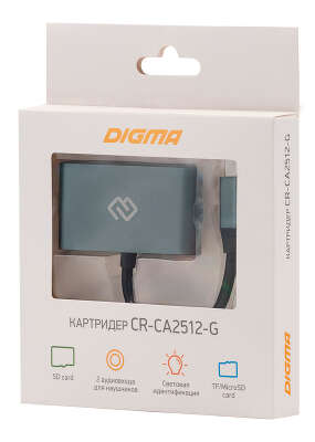 Устройство чтения карт памяти USB Type-C Digma CR-CA2512-G серый