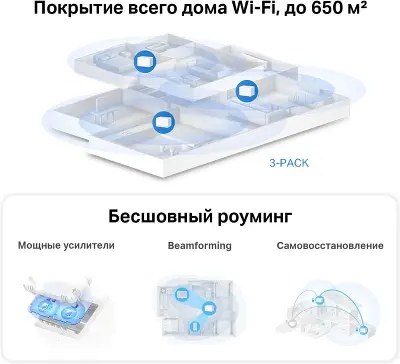 Mesh система Mercusys Halo H80X, 802.11a/b/g/n/ac/ax, 2.4/5ГГц, 3 шт.