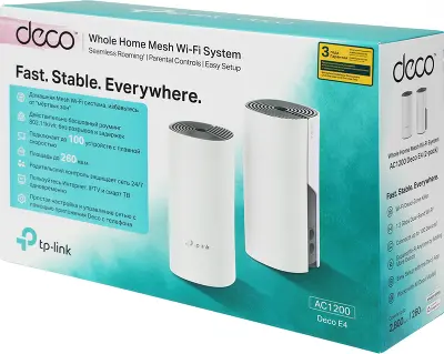 Mesh система TP-LINK Deco E4, 802.11a/b/g/n/ac, 2.4/5ГГц, до 1167 Мбит/с, 2шт