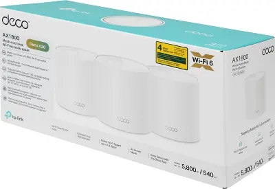 Mesh система TP-LINK DECO X20, 802.11a/b/g/n/ac/ax, 2.4/5ГГц, до 1201 Мбит/с, 3шт