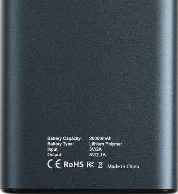 Мобильный аккумулятор Cactus CS-PBFSYT-20000 20000mAh 2.1A 2xUSB-A/USB-C синий