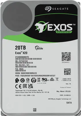 Жесткий диск SATA 3 20Tb [ST20000NM007D] (HDD) Seagate Exos X20, 256Mb