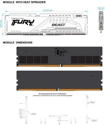 Модуль памяти DDR5 DIMM 32Gb DDR5600 Kingston FURY Beast Black (KF556C36BBE-32)