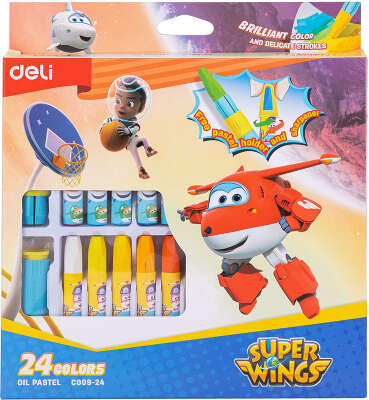 Масляная пастель Deli EC009-24 Super Wings шестигранные 24цв. картон.кор./европод.