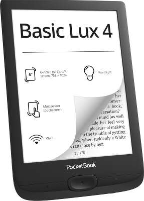 Электронная книга 6" PocketBook 618 Basic Lux 4 Ink, WiFi, чёрная [PB618-P-WW]