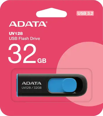 Флеш Диск A-Data 32Gb DashDrive UV128 AUV128-32G-RBE USB3.0 черный/синий