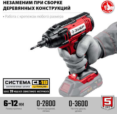 Винтоверт Зубр ГВЛ-255 аккум. патрон:квад.1/4"