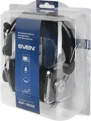 Наушники с микрофоном Sven AP-600 черный 2.2м накладные оголовье (SV-0410600)