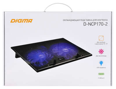 Подставка для ноутбука Digma D-NCP170-2 17"390x270x27мм 20дБ 2xUSB 2x 150ммFAN 600г черный