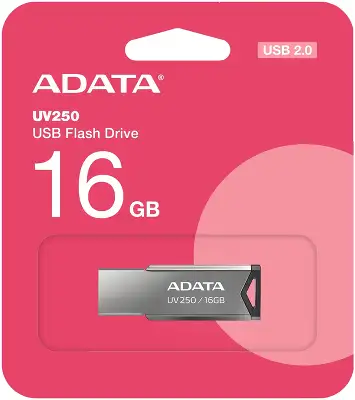 Флеш Диск A-Data 16Gb UV250 AUV250-16G-RBK USB2.0 серебристый