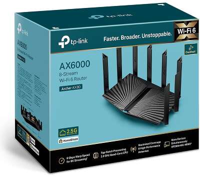 Wi-Fi роутер TP-Link Archer AX80, 802.11a/b/g/n/ac/ax