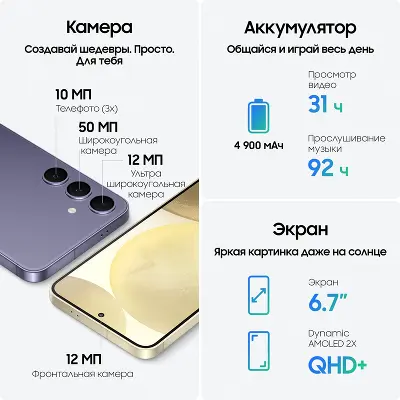 Смартфон Samsung SM-S926B Galaxy S24+ 12/256GB, черный (SM-S926BZKDCAU)