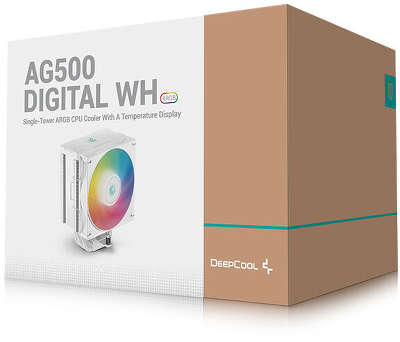 Кулер для процессора DeepCool AG500 DIGITAL WH ARGB, 120 мм, 1950rpm, 29.4 дБА, 240 Вт, 4-pin PWM, Al+Cu, ARGB