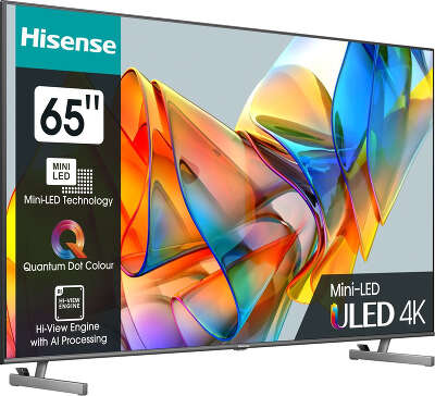 Телевизор 65" Hisense 65U6KQ, 4K UHD, DVB-T /T2 /C, HDMIx3, USBx2, WiFi, Smart TV, темно-серый