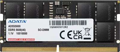 Модуль памяти DDR5 SODIMM 16Gb DDR5600 ADATA (AD5S560016G-S)