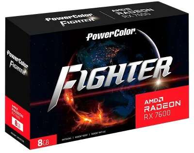 Видеокарта PowerColor AMD Radeon RX 7600 Fighter OC 8Gb DDR6 PCI-E HDMI, 3DP