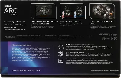 Видеокарта ASRock Intel Arc A380 Challenger ITX 6G OC 6Gb DDR6 PCI-E HDMI, 3DP