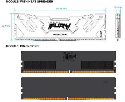 Модуль памяти DDR5 DIMM 16Gb DDR6400 Kingston FURY Renegade (KF564C32RS-16)