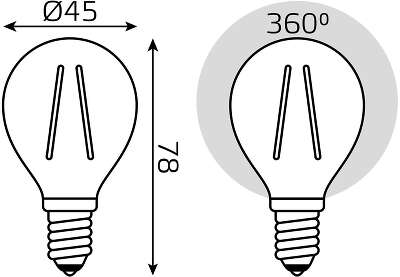 Лампа филам. Gauss Filament 11Вт цок.:E14 шар 220B 4100K св.свеч.бел.нейт. (упак.:10шт) (105801211)