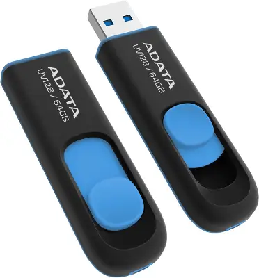 Флеш Диск A-Data 64Gb DashDrive UV128 AUV128-64G-RBE USB3.0 черный/синий