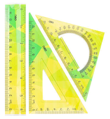 Набор линеек Deli EH649 пластик дл.15см ассорти компл.:лин.15см./треуг.2шт пластиковый пакет с европодв.