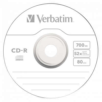 Диск CD-R Verbatim 700Mb 52x Cake Box (100шт) (43411)