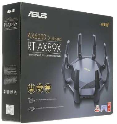 Роутер Wi-Fi ASUS RT-AX89X, 802.11a/b/g/n/ac/ax, 2.4 / 5 ГГц (90IG04J1-BM3010)