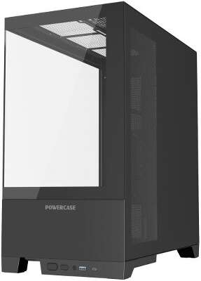 Корпус PowerCase Vision Black V2, черный, ATX, без БП (CVBAV2-L0)