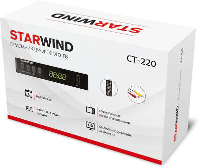 Ресивер DVB-T2 Starwind CT-220 черный