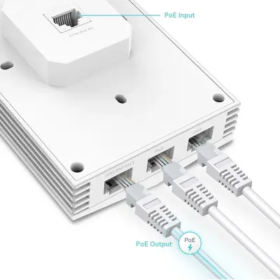 Точка доступа TP-LINK EAP655-Wall, LAN: 4x1 Гбит/с, 802.11a/b/g/n/ac/ax, 2.4 / 5 ГГц, до 2.98 Гбит/с