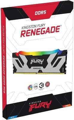 Память DDR5 DIMM, 7200MHz, CL38, 1.45V, Kingston, FURY Renegade Silver/Black RGB