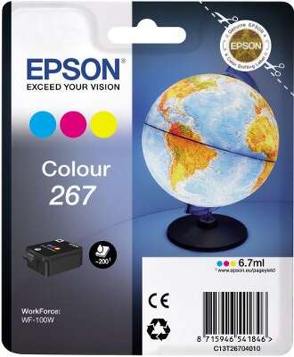 Картридж струйный Epson T267 C13T26704010 3цв. (200стр.) (6.7мл) для Epson WF-100W