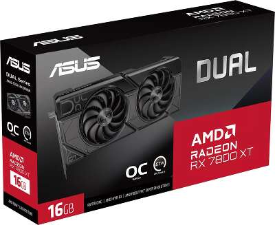 Видеокарта ASUS AMD Radeon RX 7800 XT DUAL-RX7800XT-O16G 16Gb DDR6 PCI-E HDMI, 3DP