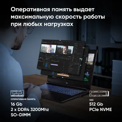 Ноутбук IRU Калибр 17ALC 15.6" FHD IPS i5 12500H 2.5 ГГц/16/512 SSD/RTX 3060 6G/Dos