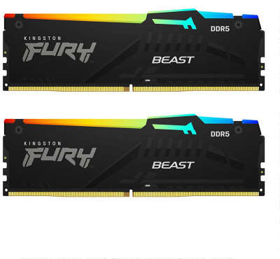 Комплект памяти DDR5 DIMM 64Gb (2x32Gb), 5600MHz, CL36, 1.25V, Kingston, FURY Beast Black RGB EXPO