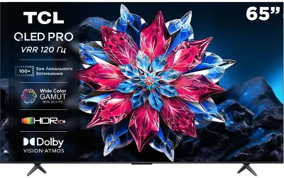 Телевизор 65" TCL 65C655PRO, 4K UHD, DVB-T /T2 /C, HDMIx3, USBx2, WiFi, Smart TV, черный