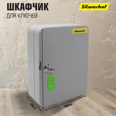 Шкафчик для ключей Silwerhof на 48ключ. 250х180х80мм комппл.48 брелков серый металл