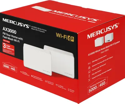 Mesh система Mercusys Halo H80X, 802.11a/b/g/n/ac/ax, 2.4/5ГГц, до 2976 Мбит/с, 2шт