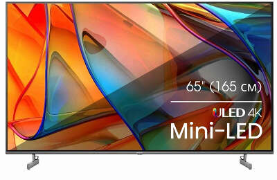 Телевизор 65" Hisense 65U6KQ, 4K UHD, DVB-T /T2 /C, HDMIx3, USBx2, WiFi, Smart TV, темно-серый