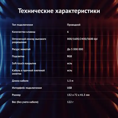 Мышь Оклик 905G INVASION черный оптическая 3600dpi USB для ноутбука 6but (405626)