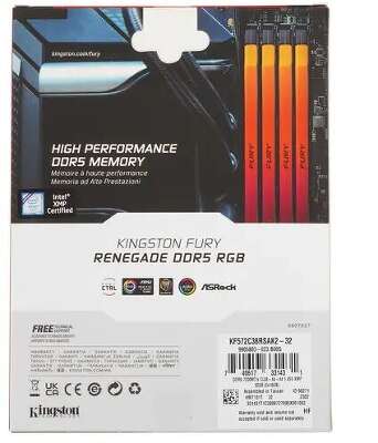 Набор памяти DDR5 DIMM Гб DDR7200 Kingston FURY Renegade Silver RGB (KF572C38RSAK2-32)