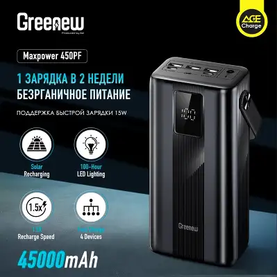 Мобильный аккумулятор Itel Maxpower 450PF 45000mAh 3A 3xUSB-A/USB-C черный