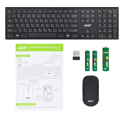 Клавиатура + мышь Acer OKR030 клав:черный мышь:черный USB беспроводная slim Multimedia (ZL.KBDEE.005)