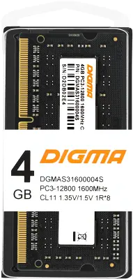 Модуль памяти DDR-III SODIMM 4Gb DDR1600 Digma (DGMAS31600004S)
