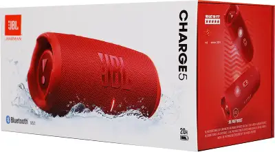 Колонка порт. JBL Charge 5 красный 40W 2.0 BT 15м 7500mAh (без.бат) (JBLCHARGE5RED)